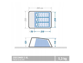 Кемпінговий намет Quechua 2 Seconds Xl Fresh&Black 3-х містний, фото 3
