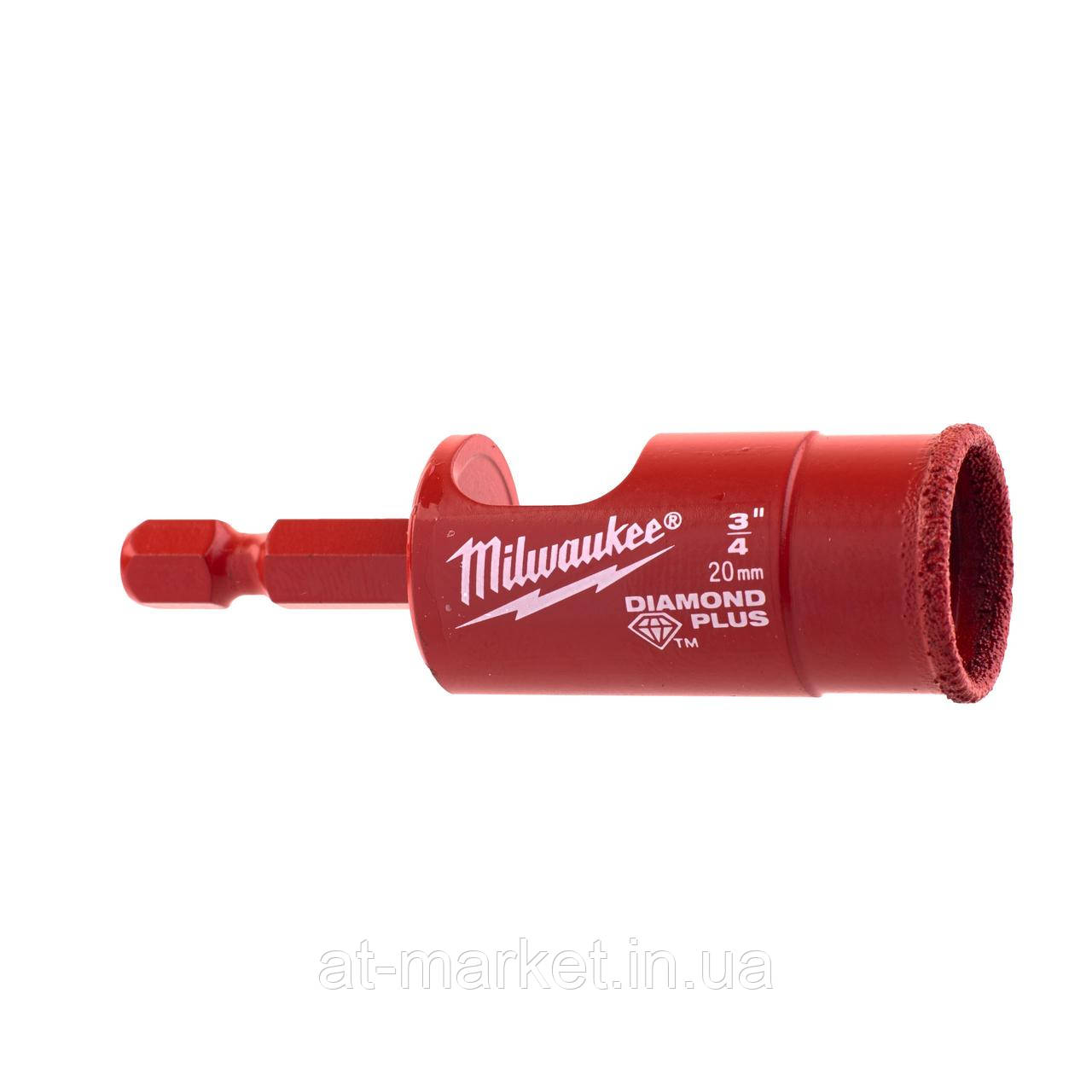 Коронка алмазна Diamond Plus MILWAUKEE, Ø20мм (з хвостовиком)