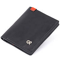 Функциональное тонкое портмоне GRANDE PELLE 11326 Черное бумажник кошелек для мужчин
