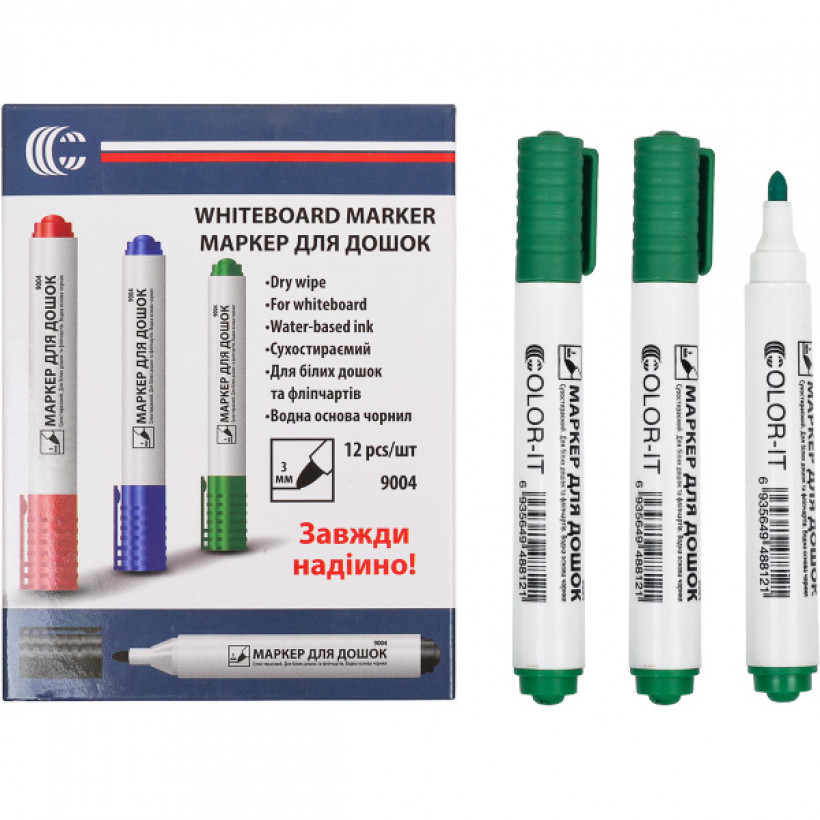 Маркер для дошки Color-it Зелений 9004-Green 1 шт, Toyman, фото 1