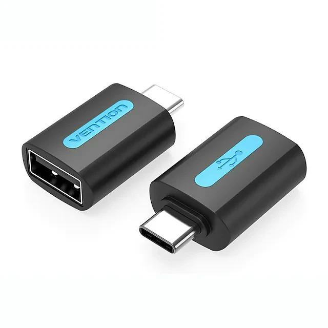 Перехідник Vention USB-C / Type-C на USB 3.0, Mini OTG Адаптер 5 Гбіт/с міцний корпус Чорний CDUB0
