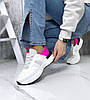 Модні шкіряні кросівки білі з рожевими стильні жіночі, фото 7