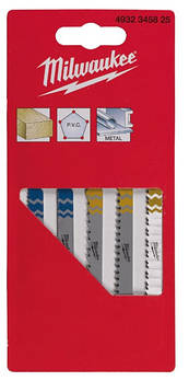 Полотна для лобзика T101B MILWAUKEE, 75мм/ крок зубу 2,5мм, (5шт), (деревина, чистий різ)