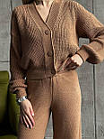 Жіночий костюм в'язаний: кофта на ґудзиках і широкі штани (в кольорах), фото 9