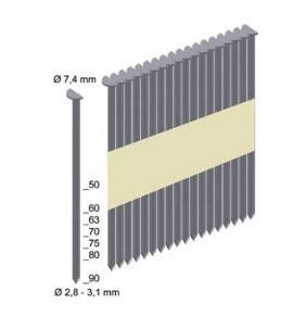 Цвяхи гальванізовані з кільцевою накаткою й полокруглою головою 7,4x2,8/63мм RS G-P4000 для M18