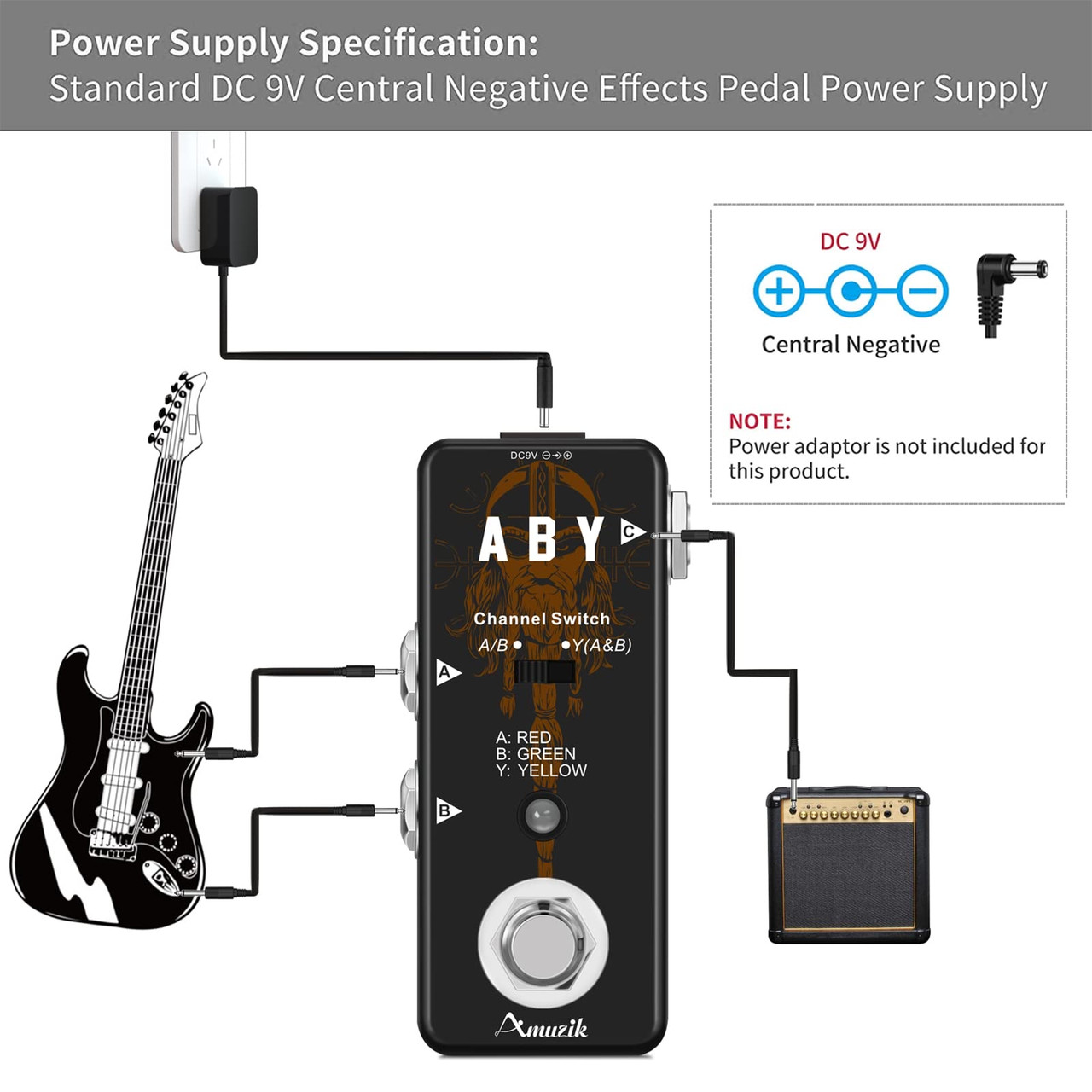 Amuzik ABY Box Line Selector AB Switch Гитарная педаль эффектов Mini Size для True Bypass - фото 6 - id-p1824483884