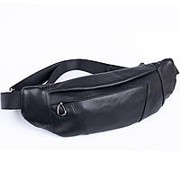 Поясна сумка з натуральної шкіри Vintage 20343 Чорна стильна сумка для чоловіків