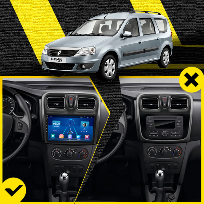 Al Штатна магнітола в машину для Renault Logan II 2012-2018 екран 10" 2/32Gb Wi-Fi GPS Base