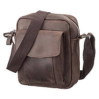 Сумка SHVIGEL 11077 из винтажной кожи Коричневая стильная сумка для мужчин