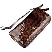 Женский лаковый клатч ST Leather 18908 Коричневый стильный кошелек бумажник для женщин