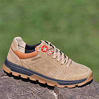 Тільки 43р! Кросівки чоловічі шкіряні тактичні літні Кроссовки мужские кожаные тактические койот летние (Код:Л2096ТАКТ)