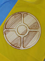 Круглая, деревянная менежница из ясеня 29 см на 4 отделения с соусницей, ручной работы