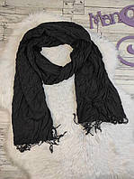 Женский шарф палатин черный с бахромой 74х200 см