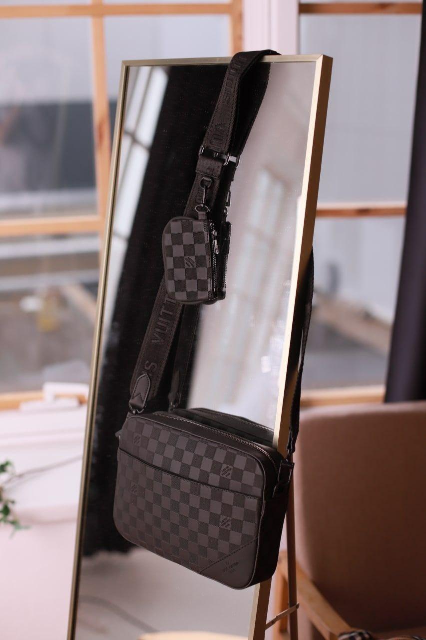 Чоловіча сумка Louis Vuitton 2 в 1 з ключницею чорного кольору