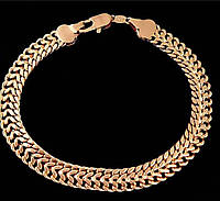 Позолоченный браслет "Королевский бисмарк" 20 см * 7 мм. Позолота РО, Браслет из медицинского золота
