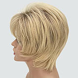 Перука коротка, красива об'ємна жіноча стрижка з термоволосся 160℃, колір блондин з темним корінням, фото 4