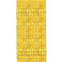 Штора из фольги (прямоугольники) золотая 1х2 метра