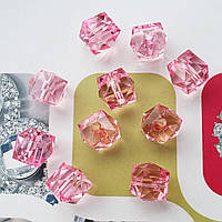 Пластикова намистина, гранований куб, рожевий 10 мм, 500 г