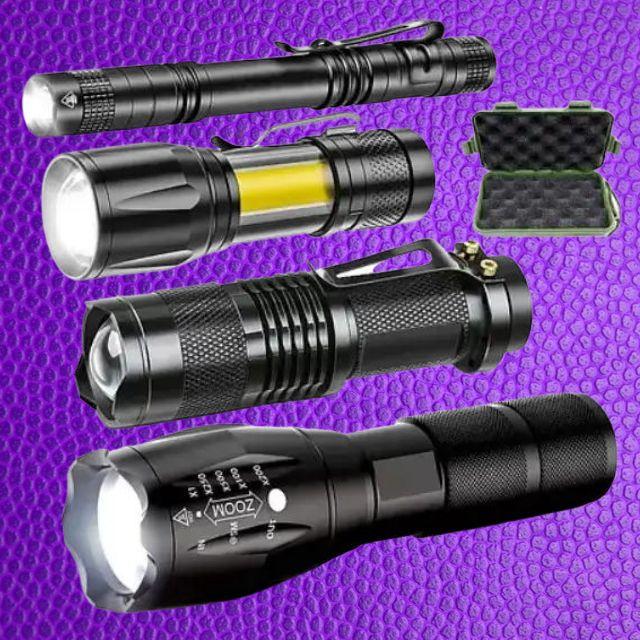 Набір Тактичних Ліхтарів 4x LED TACTIC LIGHT у коробінці | Набір із Чотирьох Потужних Ліхтариків | Лед Ліхтарі bs