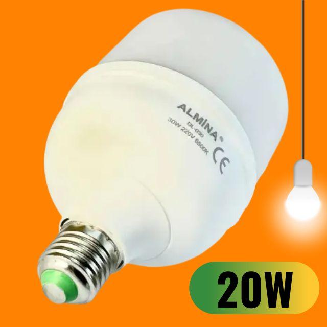 Аварійна Акумуляторна Лампочка ALMINA DL-020 (20 Вт), LED-Лампочка з Цоколем E27, 6500К Світлодіодна Лампа bs