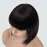 Красива натуральна перука каре Katie HH чорного кольору, фото 5
