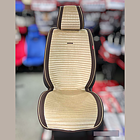 Универсальные накидки на сиденья автомобиля, модель Monaco Бежевые с коричневым (комплект на передние сиденья)