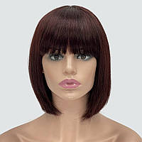 Красивый натуральный парик каре Katie HH, цвет баклажанный / темно-красный оттенок