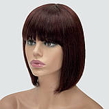 Красива натуральна перука каре Katie HH, колір баклажанний / темно-червоний відтінок, фото 2