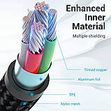 Кабель Vention USB 2.0 до Micro USB, 3 метри, риверсивний дизайн, алюмінієвий корпус, швидка зарядка 18W/3A, чорний, COCHI, фото 8