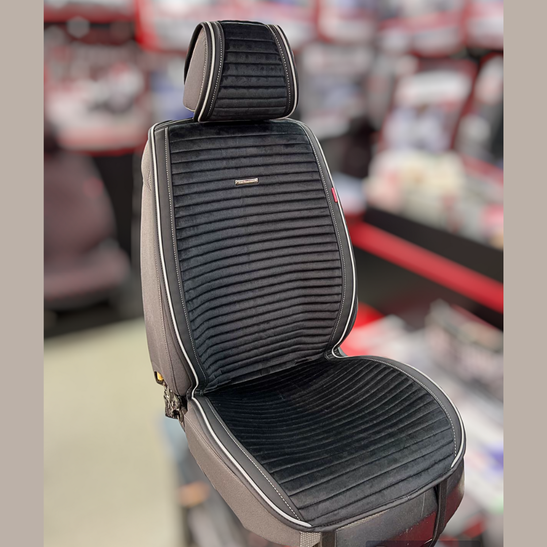 Універсальні накидки на сидіння автомобіля, модель Monaco Чорні сірий кант (комплект на передні сидіння)