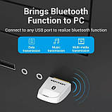 Bluetooth-адаптер Vention Bluetooth 5.0 адаптер USB приймач комп'ютерний передавач Plug & Play Білий CDSW0, фото 4