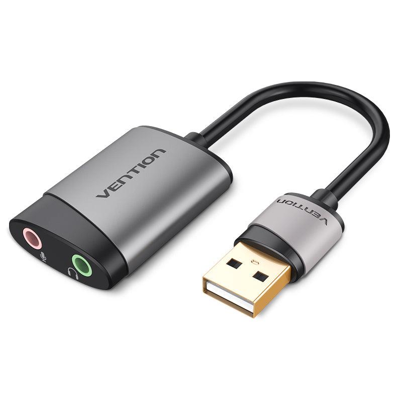 Зовнішня звукова карта Vention USB 15см аудіоадаптер з роз'ємом для навушників 3,5 мм і мікрофоном