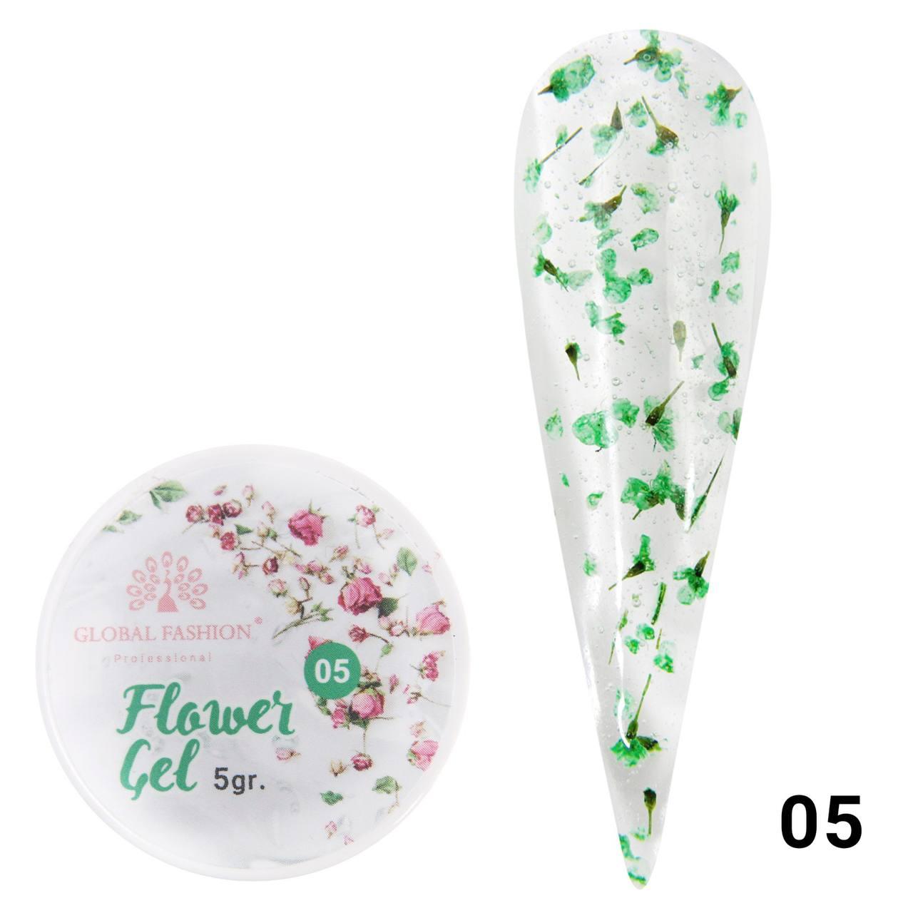 Гель із сухоцвітами Global Fashion Flower Fairy Gel № 05, 5г