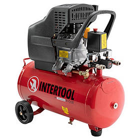 Компресор 24 л, 2HP, 1.5 кВт, 220 В, 8атм, 206 л/хв. (PT-0009 Intertool)