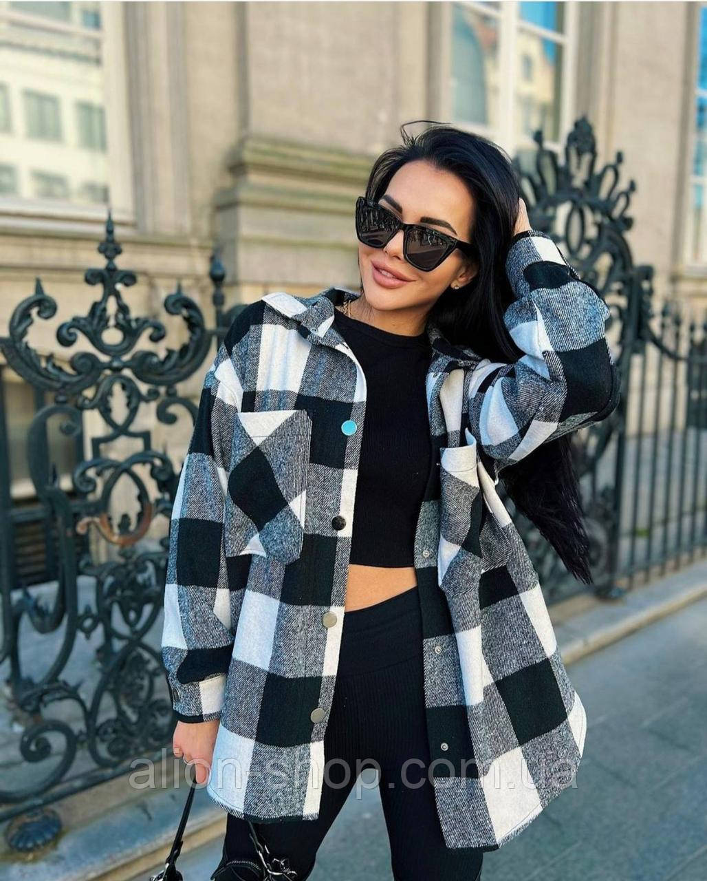 Жіноча стильна тепла сорочка Larionoff у клітку новинка 2023, фото 1
