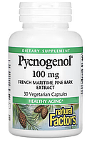 Natural Factors, Pycnogenol, экстракт коры французской приморской сосны, 100 мг, 30 растительных капсул