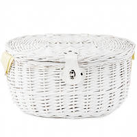 Кошик для пікніка білий із набором посуду на 2 персони + сумка холодильник