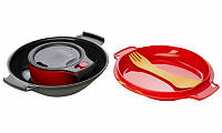 Набор посуды Humangear GoKit Deluxe (7-tool) Mess Kit charcoal/red