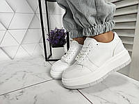 Кроссовки белые на высокой платформе, Размер женской обуви 37 (23,5 см) 36 38