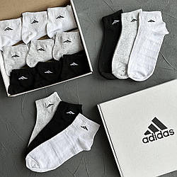 Шкарпетки чоловічі Adidas бавовняні комплект шкарпеток адідас у наборі 9 пар у коробці