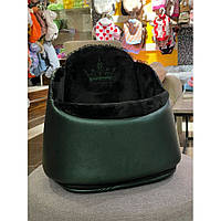 Автокрісло для собак і кішок у машині Maralis гладка екошкіра зеленого кольору з чорним хутром усередині