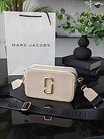 Жіноча сумочка Marc Jacobs black and cream, маленька брендова люкс сумочка марк джейкобс кремова екошкіра