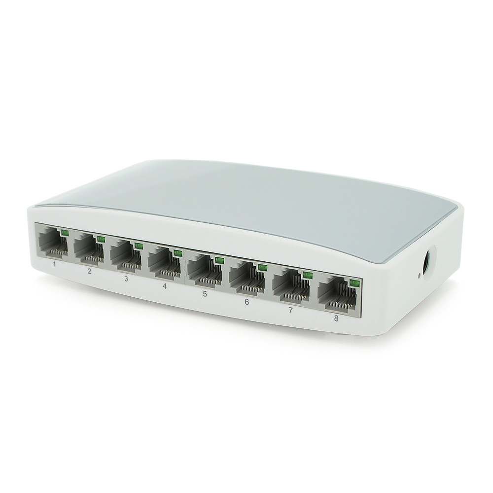 Комутатор Gigabit Ethernet ONV-H3008S у пластиковому корпусі, 8*1000 МБ портів, 5 В 1 А·год, 140х78х32, фото 1