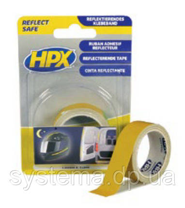 Клейка стрічка HPX світловідбиваюча, 19 мм x 1,5 м, жовтий, фото 1