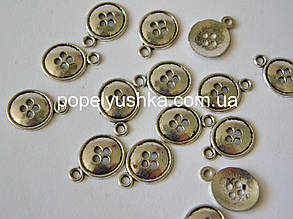 Міні декор Ґудзик 18 * 13 мм Античне Срібло