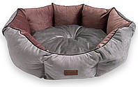 Велюровый лежак для собаки Wooki Queen Velour серый 70х65см
