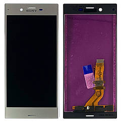 Дисплей (екран) Sony Xperia XZ F8331 F8332 з тачскріном (сріблястий оригінал Китай)