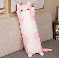Мягкая игрушка-подушка Котик/ Кіт-батон 70 см ( рудий, рожевий)