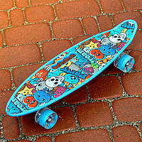 Скейт Пенни борд Skate со светящимися колесами ,алюминиевая подвеска не скользящая поверхность Голубой TS