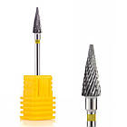 Фреза твердосплавна "Конус" з жовтою насічкою / Твердосплавна насадка на фрезер для манікюру та педикюру, фото 5